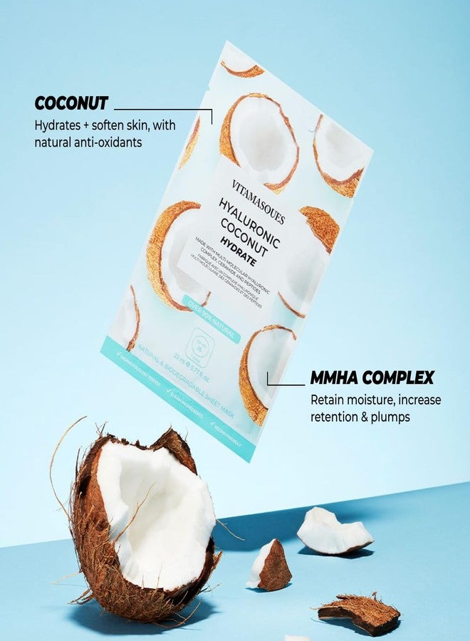 Vitamasques Biodegradable Coconut Face Mask, Hydrating Hyaluronic Acid, for All Skin Types (Pack of 3) - Image 5